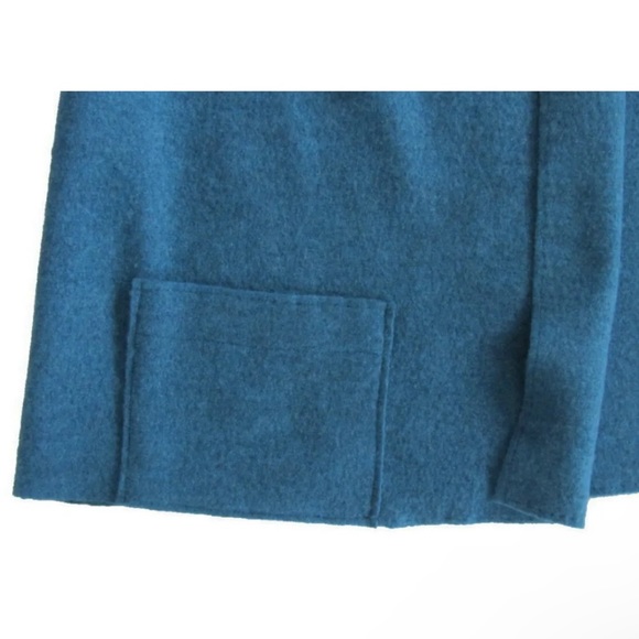 $278 Eileen Fisher Boiled Wool Kimono Sweater Small 6 8 + Pin Oversized Nile NWT - Picture 7 of 16